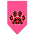 Unconditional Love Argyle Paw Red Screen Print Bandana Bright Pink Small UN851595